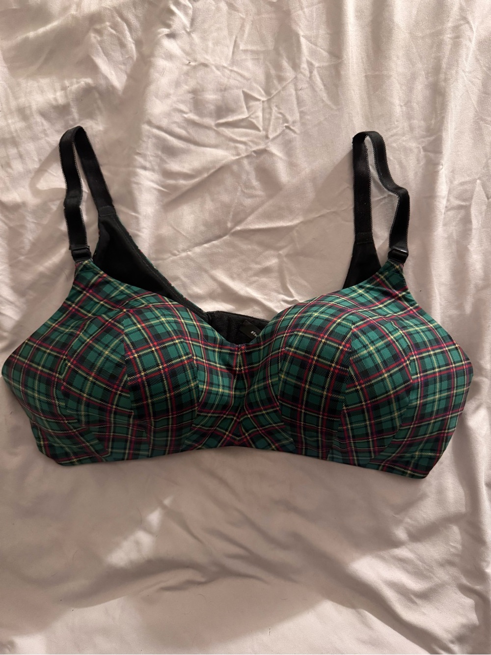 Torrid Wire Free Plaid Green Bra